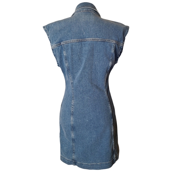 ETICA X Anthro Size Medium Gabriela Seamed Coba Blue Denim Fitted Mini Dress NWT - Picture 6 of 13